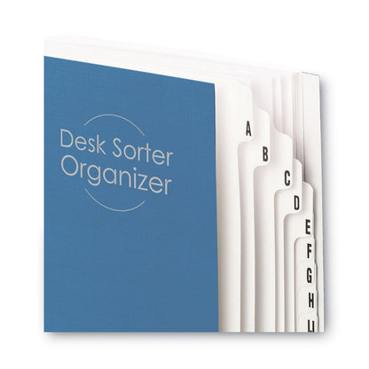 Smead Deluxe Expandable Indexed Desk File/Sorter, Reinforced Tabs, 20 Dividers, Alpha Index, Letter Size, Dark Blue Cover