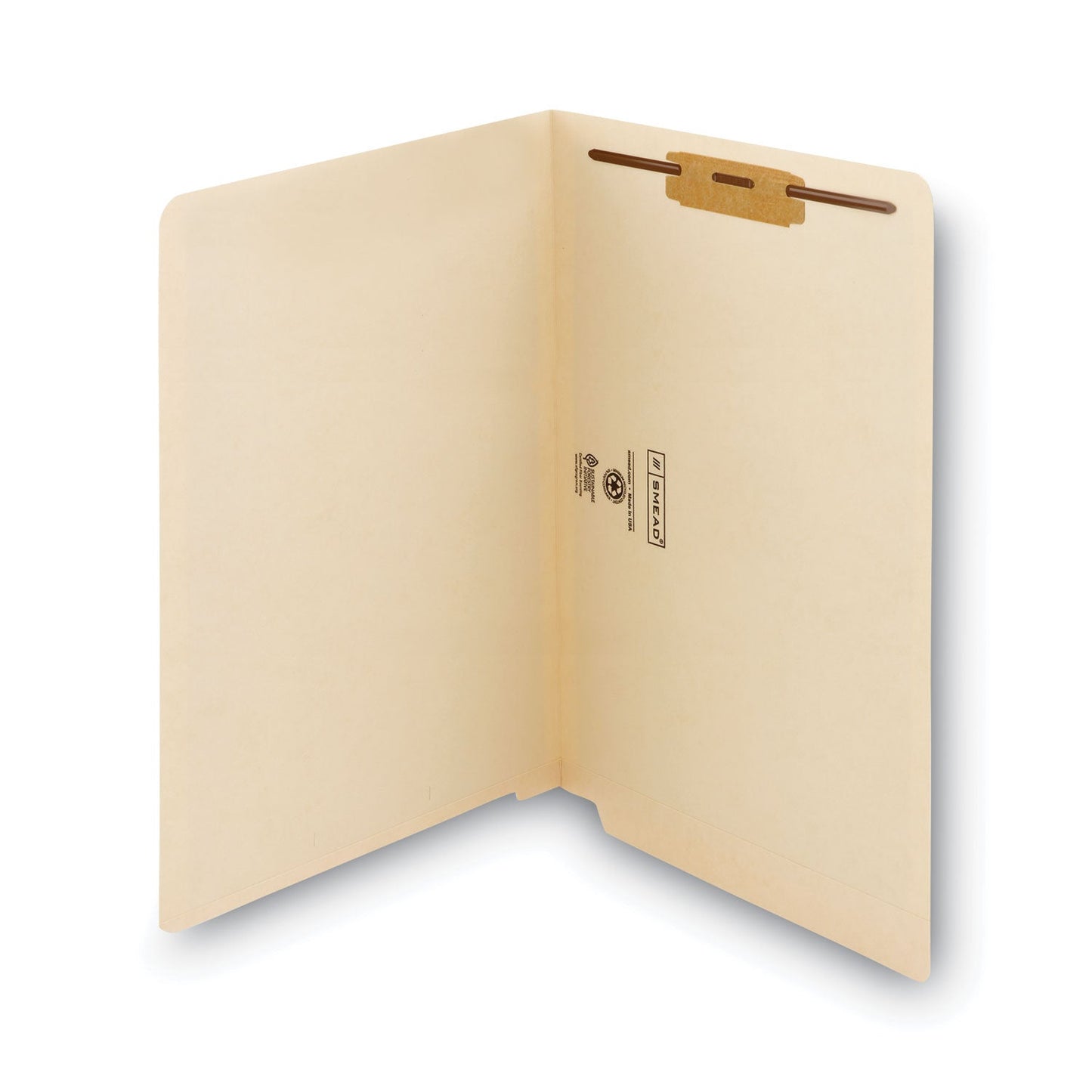 Smead Manila End Tab Fastener Folders with Reinforced Tabs, 11-pt Stock, 1 Fastener, Legal Size, Manila Exterior, 50/Box