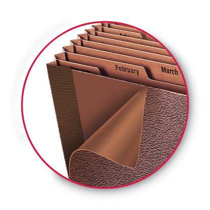 Smead TUFF Expanding Open-Top Stadium File, 12 Sections, 1/12-Cut Tabs, Legal Size, Redrope