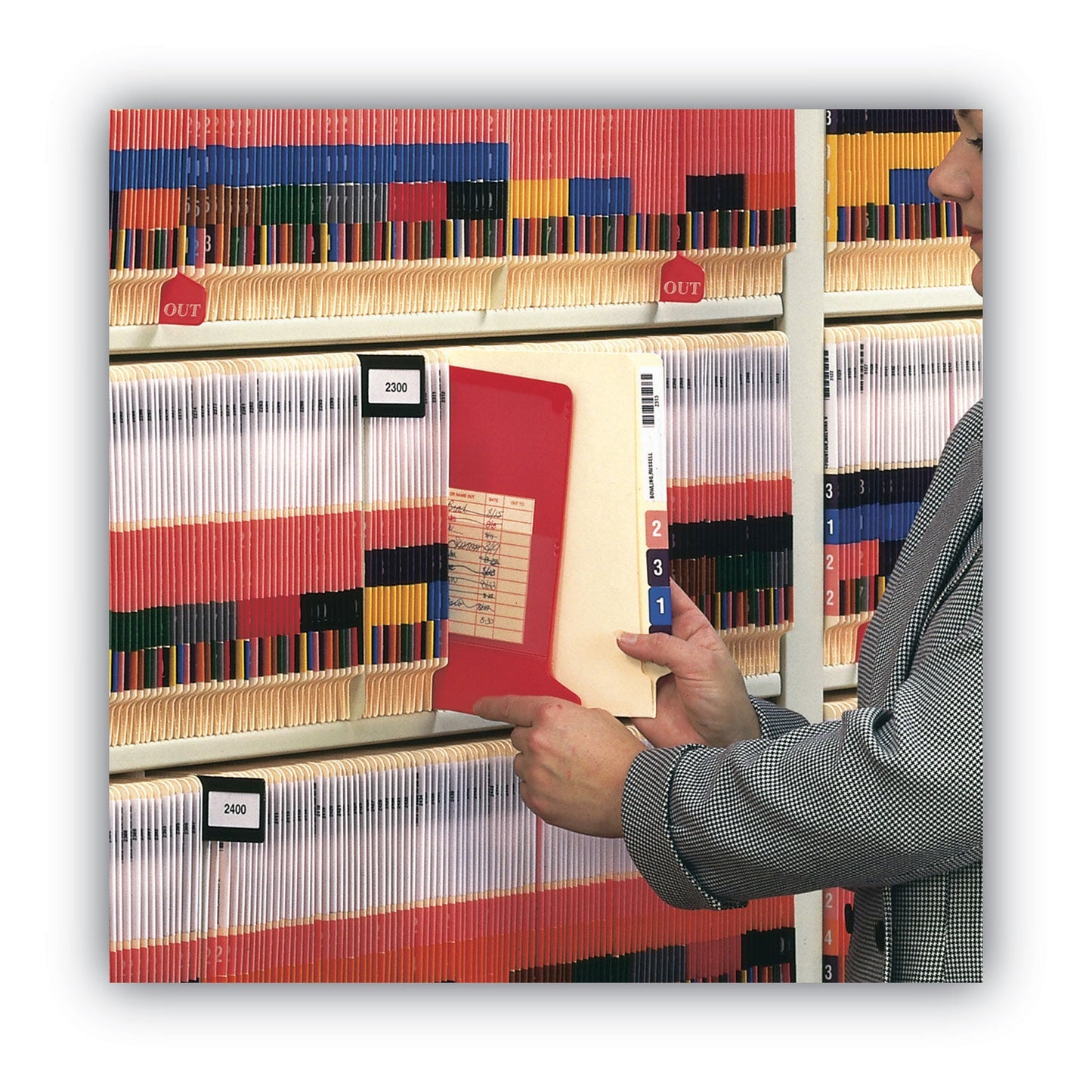 Smead Colored Poly Out Guides with Pockets, 1/3-Cut End Tab, Out, 8.5 x 11, Red, 25/Box