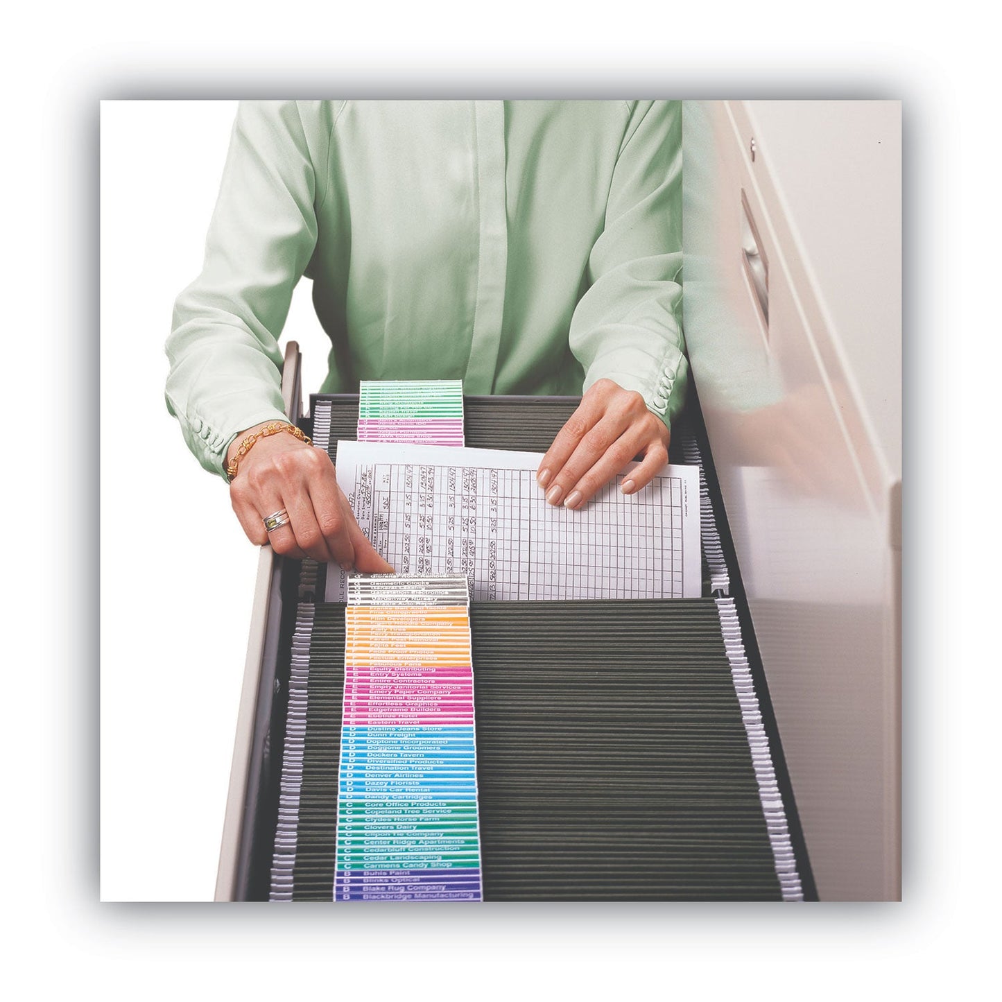 Smead Viewables Hanging Folder Tabs and Labels, Complete Bulk Pack Refill, 1/3-Cut, Assorted Colors, 3.5" Wide, 100/Box