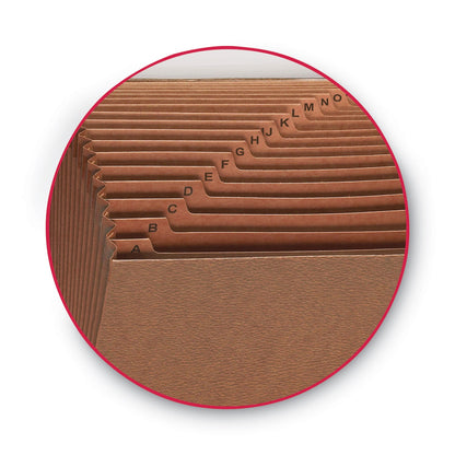 Smead TUFF Expanding Open-Top Stadium File, 21 Sections, 1/21-Cut Tabs, Legal Size, Redrope
