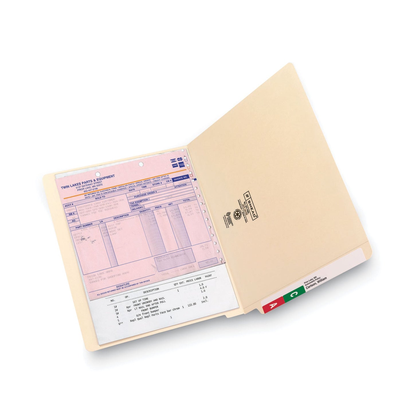 Smead 100% Recycled Manila End Tab Folders, Straight Tabs, Letter Size, 0.75" Expansion, Manila, 100/Box