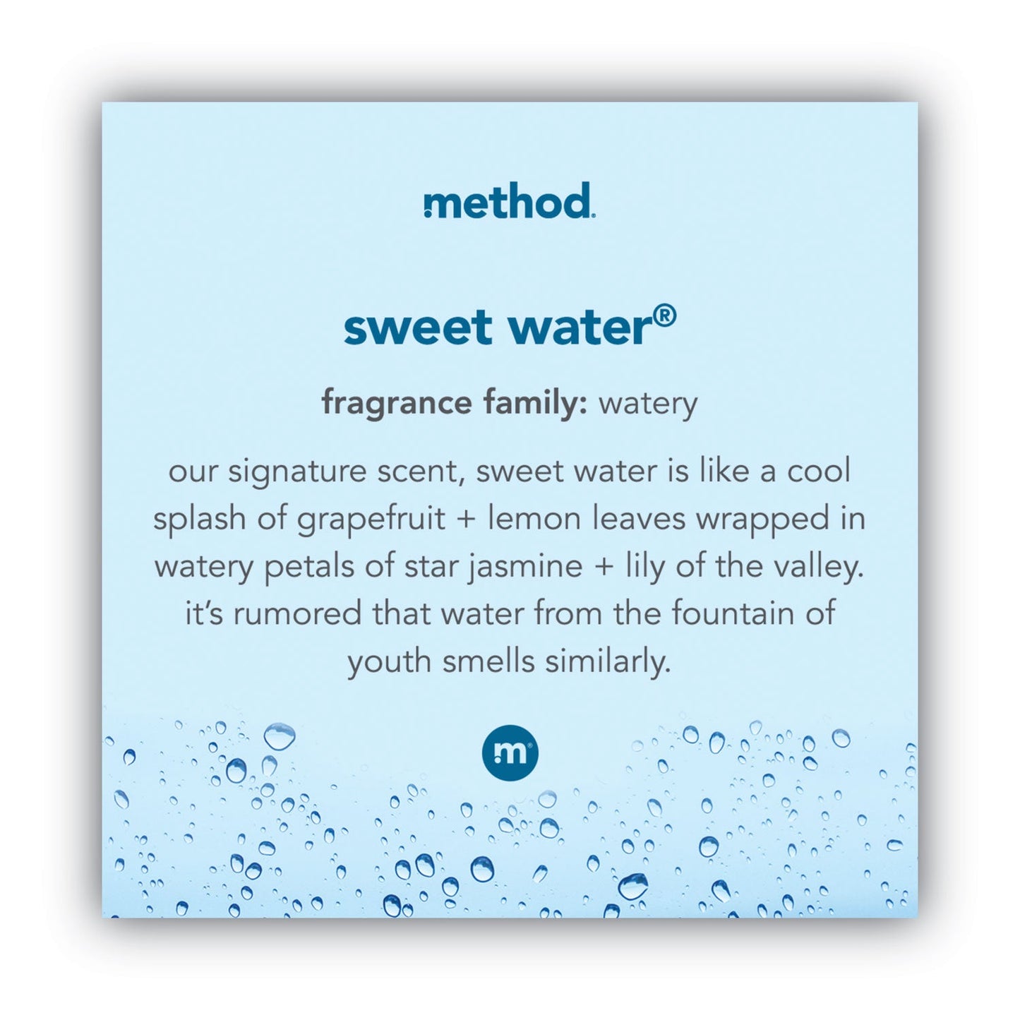 Method Foaming Hand Wash, Sweet Water, 10 oz Pump Bottle, 6/Carton