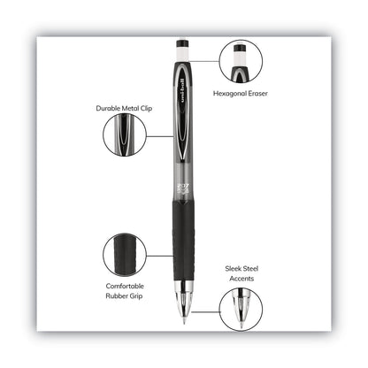 uniball 207 Mechanical Pencil, 0.7 mm, HB (#2), Black Lead, Black Barrel, Dozen