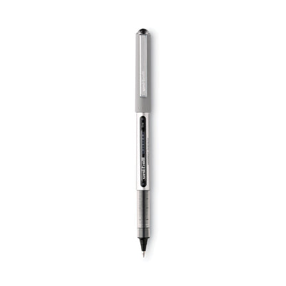 uniball VISION Roller Ball Pen, Stick, Fine 0.7 mm, Black Ink, Silver Barrel, 36/Pack