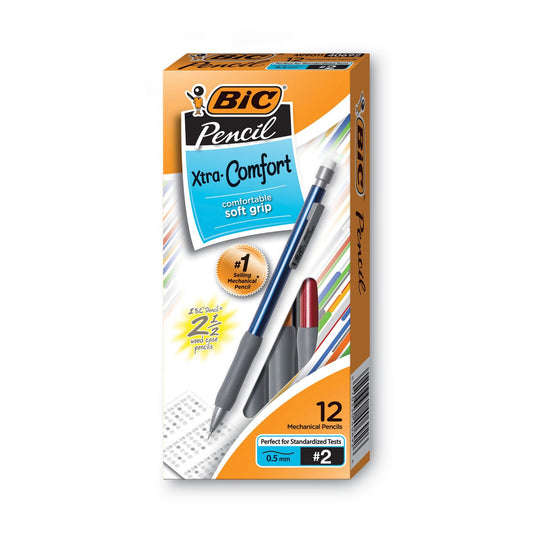 BIC Xtra-Comfort Mechanical Pencil, 0.5 mm, HB (#2.5), Black Lead, Assorted Barrel Colors, Dozen