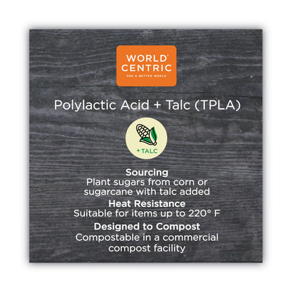 World Centric TPLA Compostable Cutlery, Fork, 6.3", White, 750/Carton