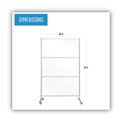 MasterVision Protector Series Mobile Glass Panel Divider, 49 x 22 x 81, Clear/Aluminum