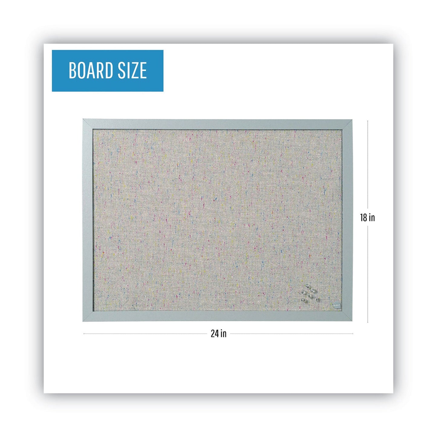 MasterVision Designer Fabric Bulletin Board, 24X18, Gray Fabric/Gray Frame