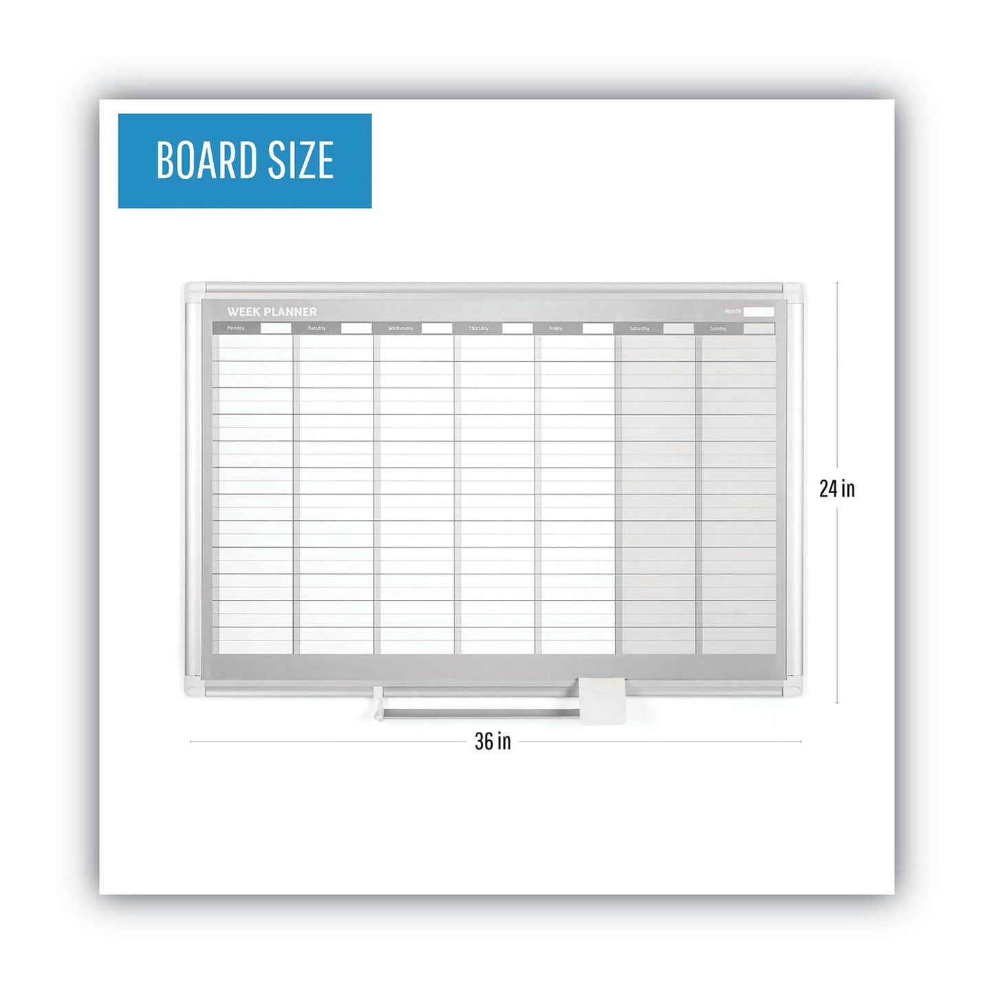 MasterVision Weekly Planner, 36x24, Aluminum Frame