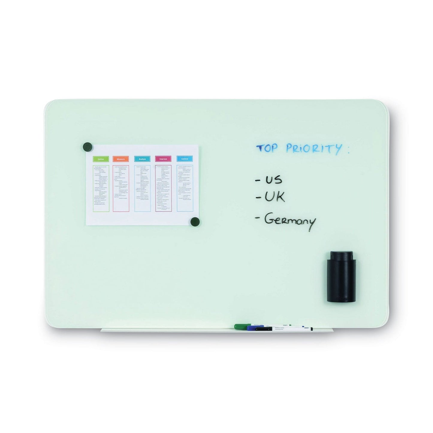 MasterVision Magnetic Glass Dry Erase Board, 36 x 24 Opaque White