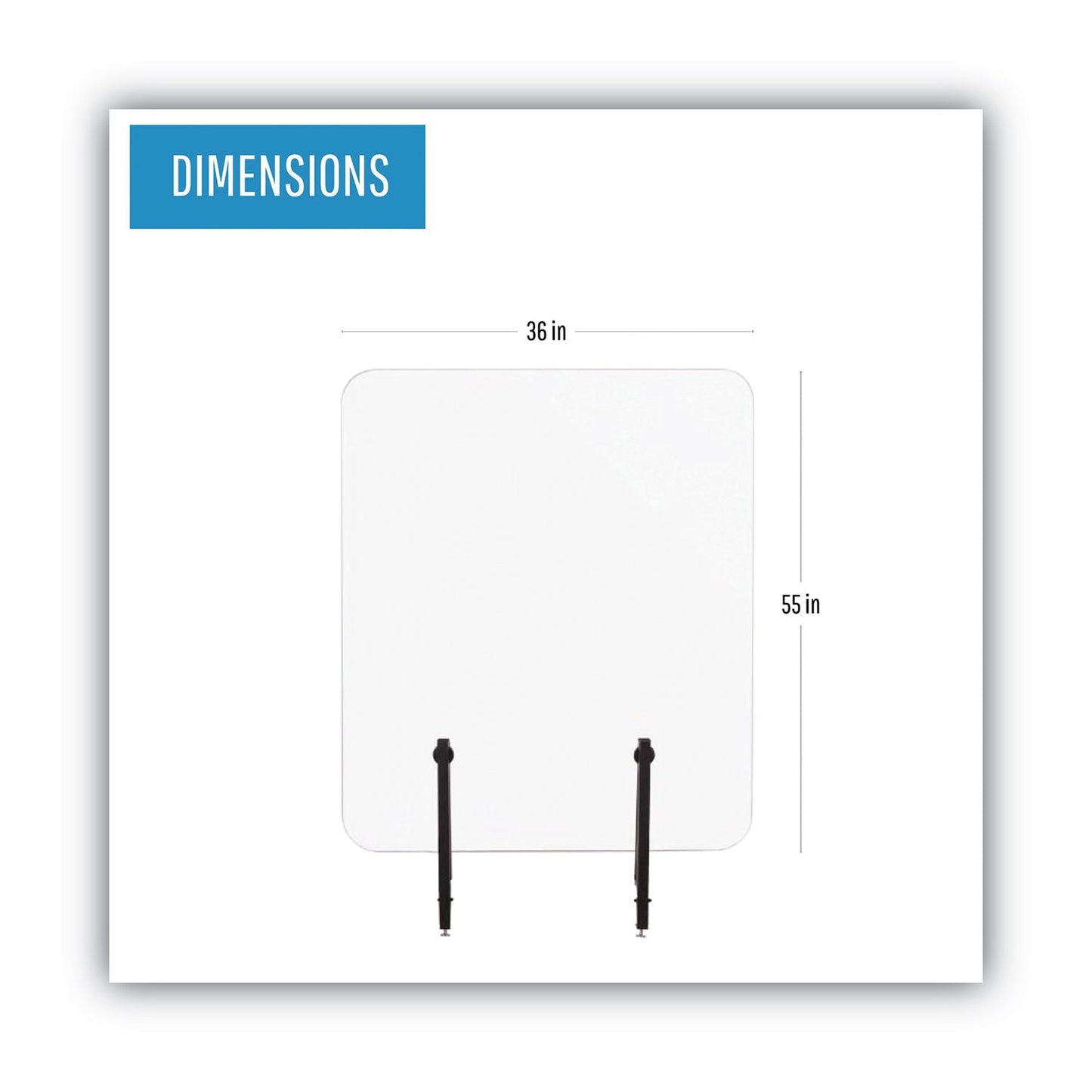 MasterVision Protector Series Frameless Glass Desktop Divider, 55.1 x 0.16 x 35.4, Clear/Aluminum