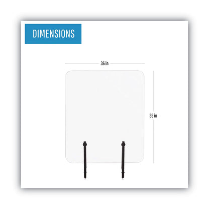 MasterVision Protector Series Frameless Glass Desktop Divider, 55.1 x 0.16 x 35.4, Clear/Aluminum