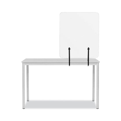 MasterVision Protector Series Frameless Glass Desktop Divider, 55.1 x 0.16 x 35.4, Clear/Aluminum