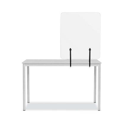 MasterVision Protector Series Frameless Glass Desktop Divider, 55.1 x 0.16 x 35.4, Clear/Aluminum