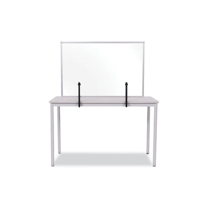 MasterVision Protector Series Glass Aluminum Desktop Divider, 35.4 x 0.16 x 23.6, Clear