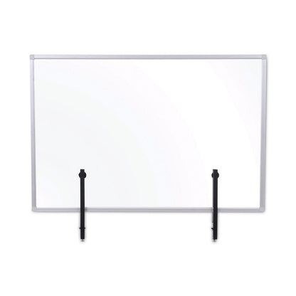 MasterVision Protector Series Glass Aluminum Desktop Divider, 47.2 x 0.16 x 35.4, Clear