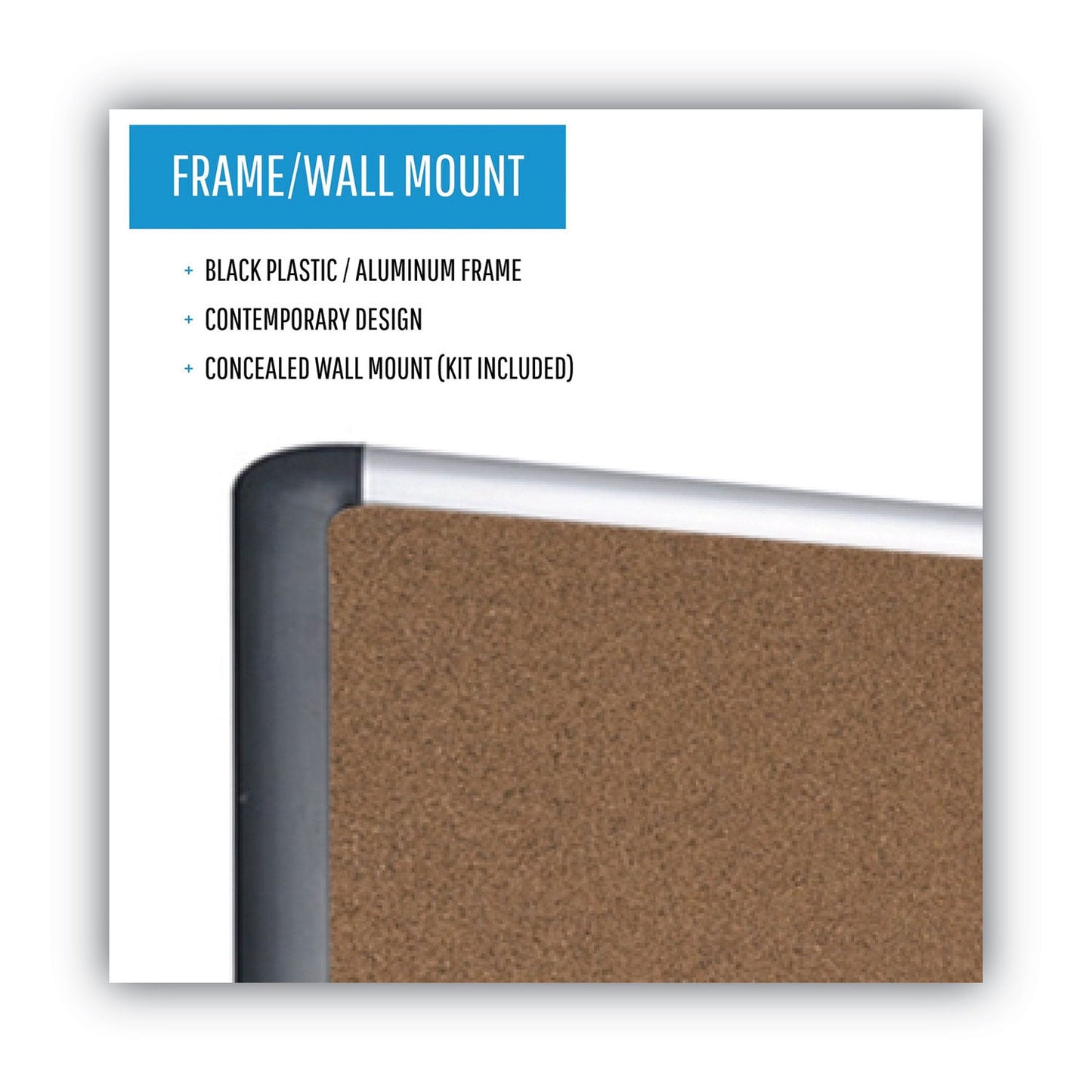 MasterVision Tech Cork Board, 36x48, Silver/Black Frame