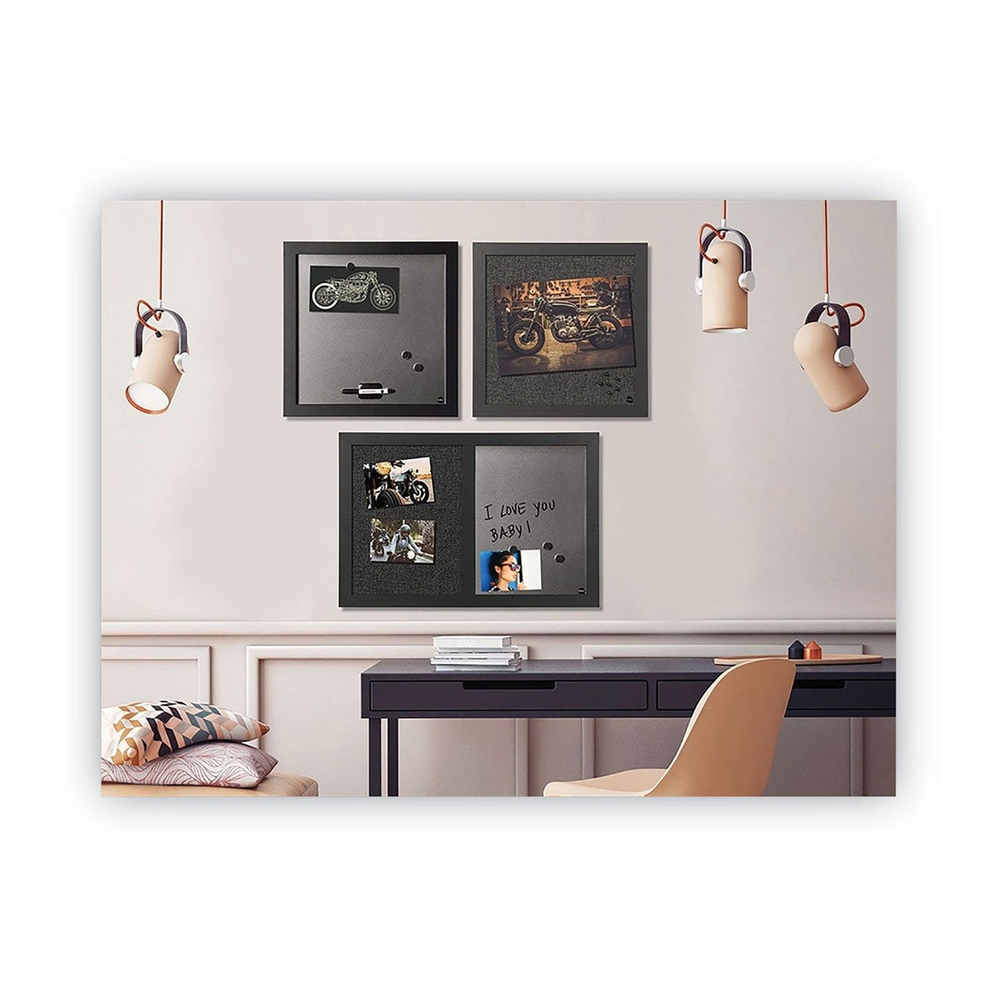 MasterVision Combo Bulletin Board, Bulletin/Dry Erase, 24X18, Black Frame