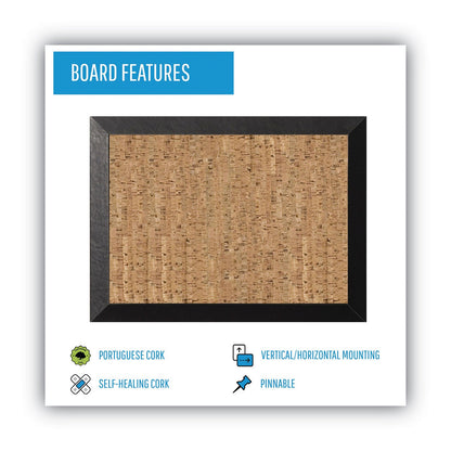 MasterVision Natural Cork Bulletin Board, 36x24, Cork/Black