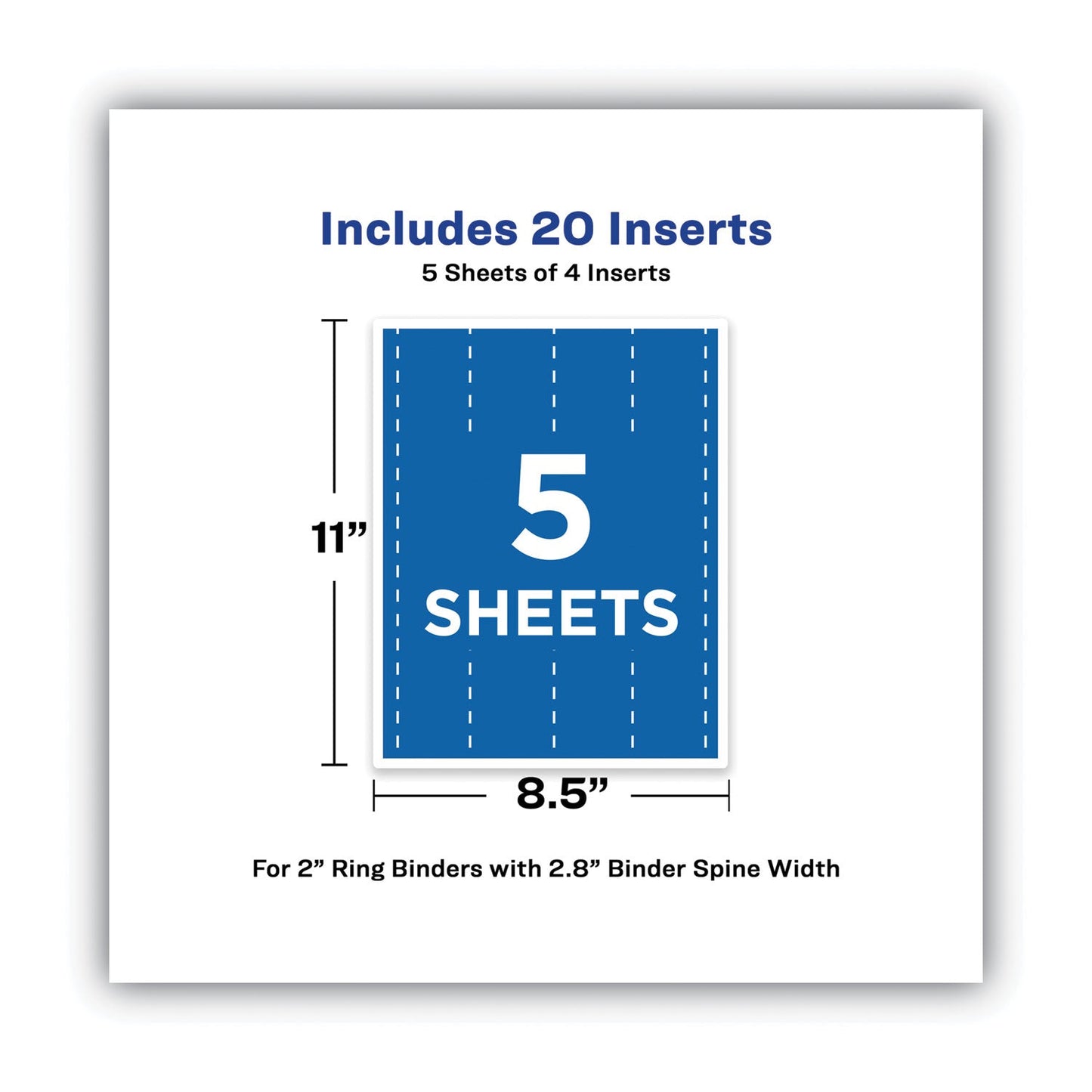 Avery Binder Spine Inserts, 2" Spine Width, 4 Inserts/Sheet, 5 Sheets/Pack