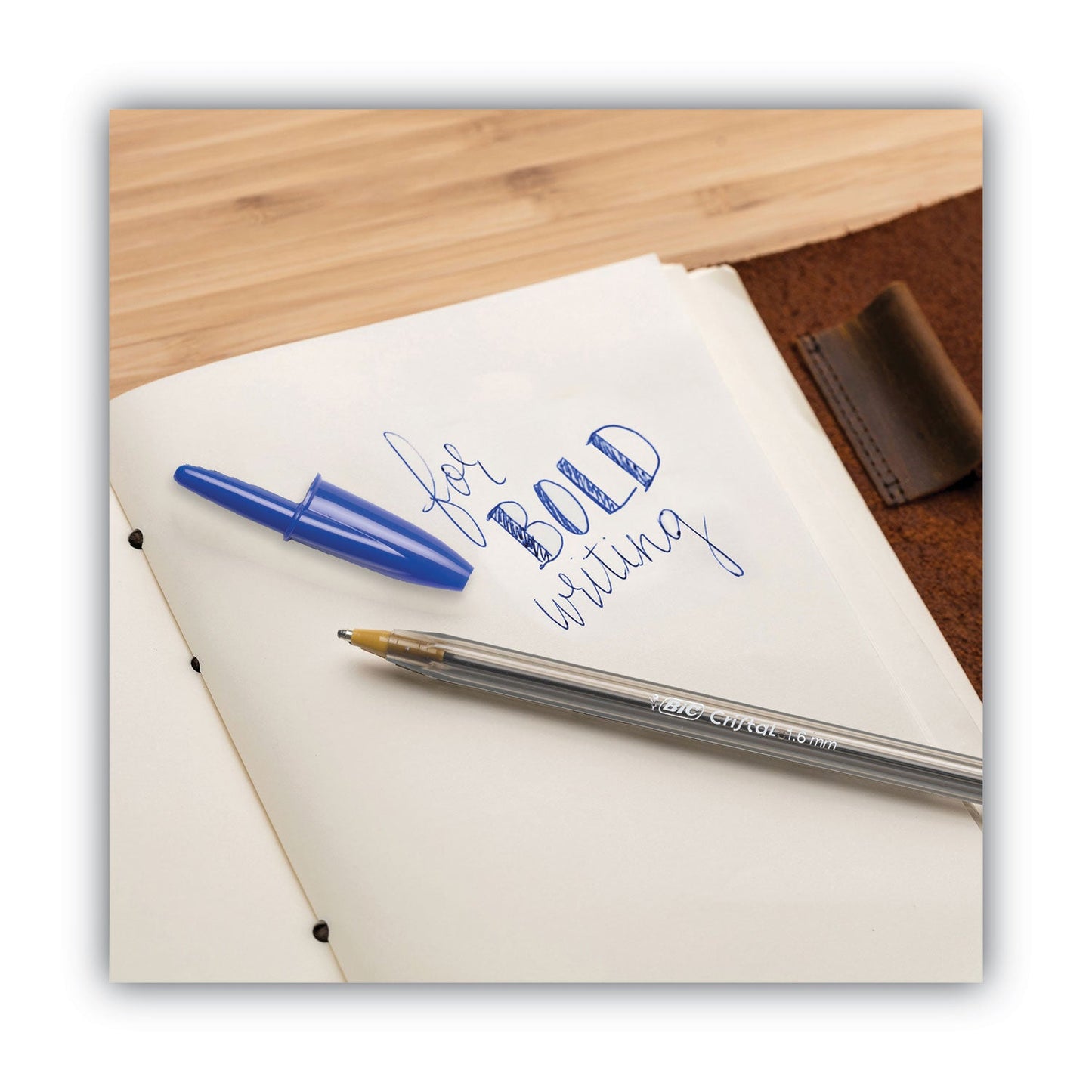 BIC Cristal Xtra Bold Ballpoint Pen, Stick, Bold 1.6 mm, Blue Ink, Clear Barrel, Dozen
