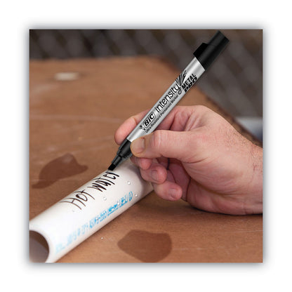 BIC Intensity Metal Pro Permanent Marker, Broad Pro Chisel Tip, Black, Dozen