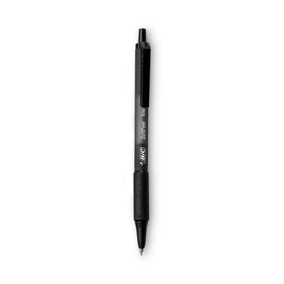 BIC Soft Feel Ballpoint Pen, Retractable, Fine 0.8 mm, Black Ink, Black Barrel, Dozen