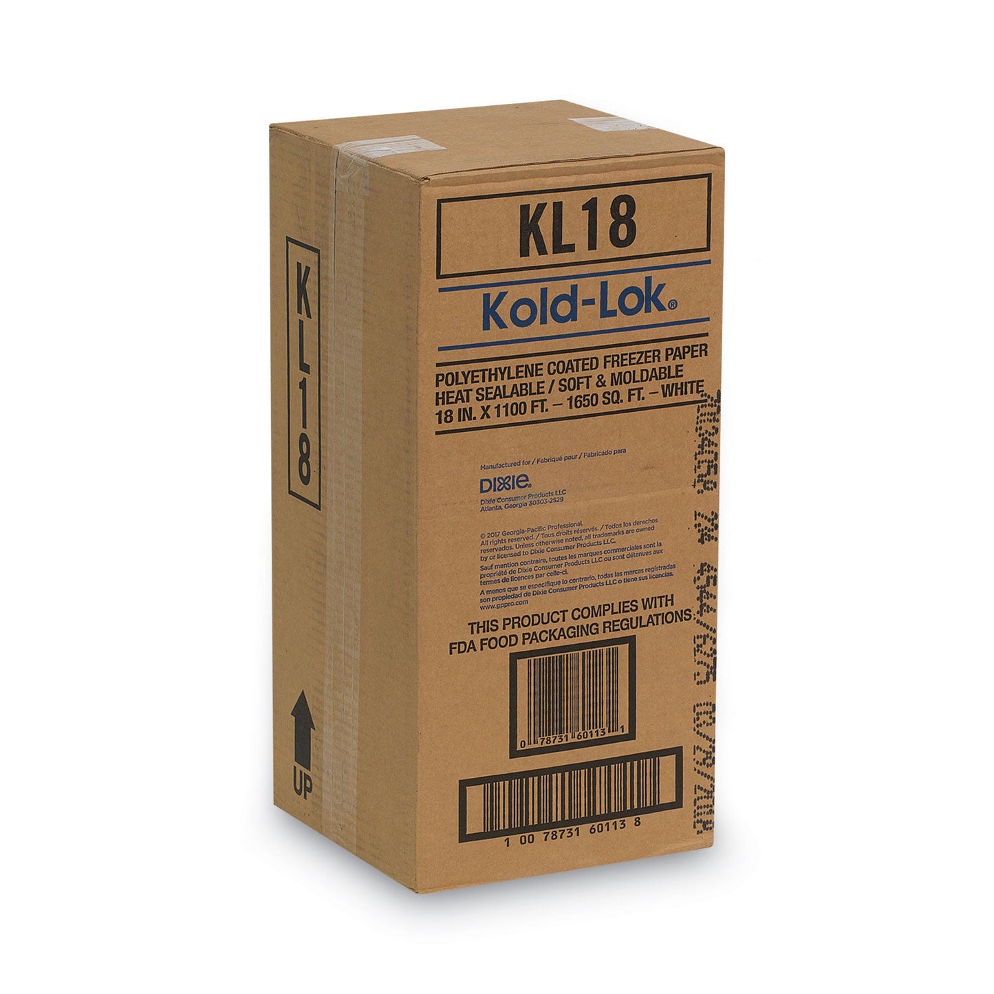 Dixie Kold-Lok Polyethylene-Coated Freezer Paper Roll, 18" x 1,100 ft, White