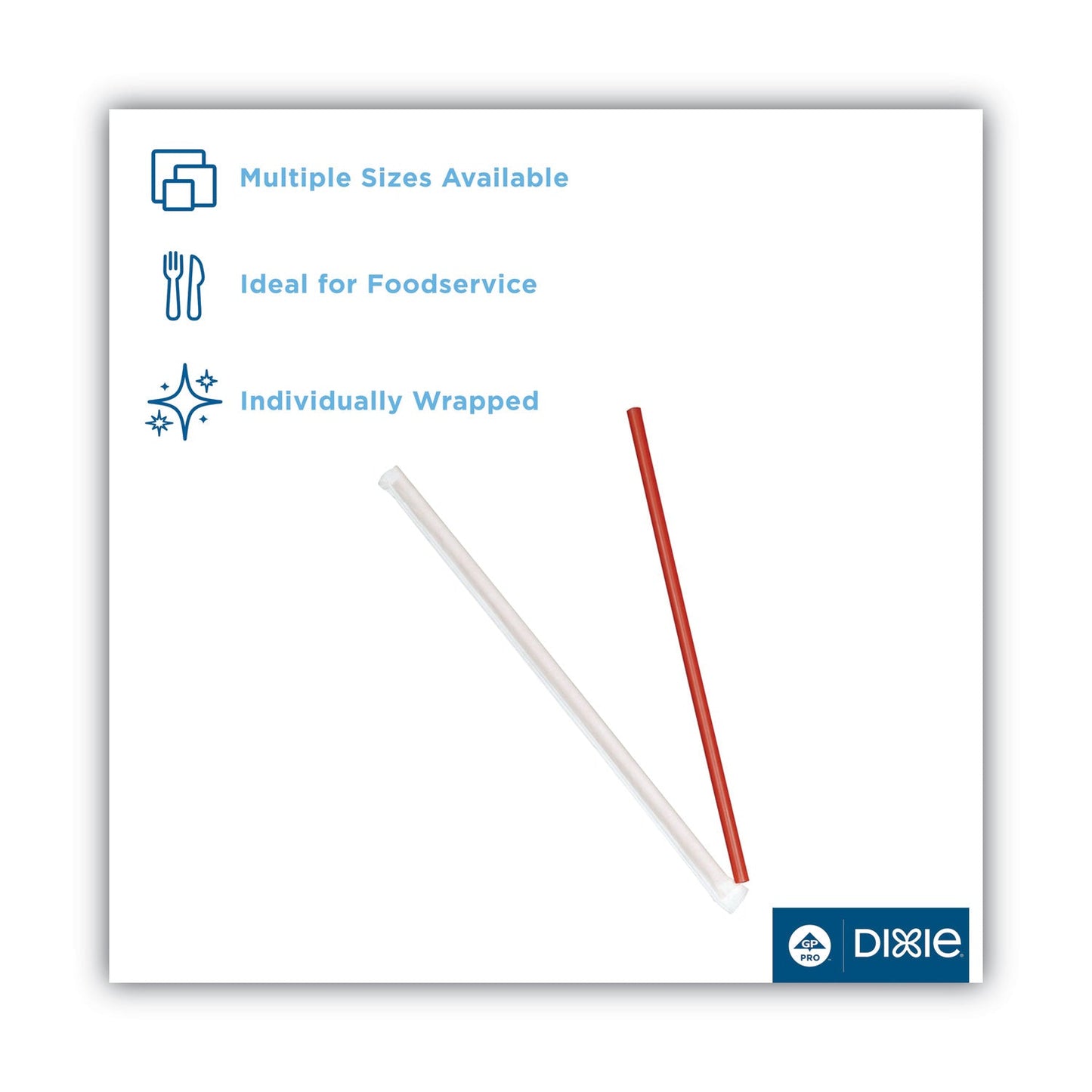 Dixie Wrapped Giant Straws, 10.25", Polypropylene, Red, 300/Box, 4 Boxes/Carton