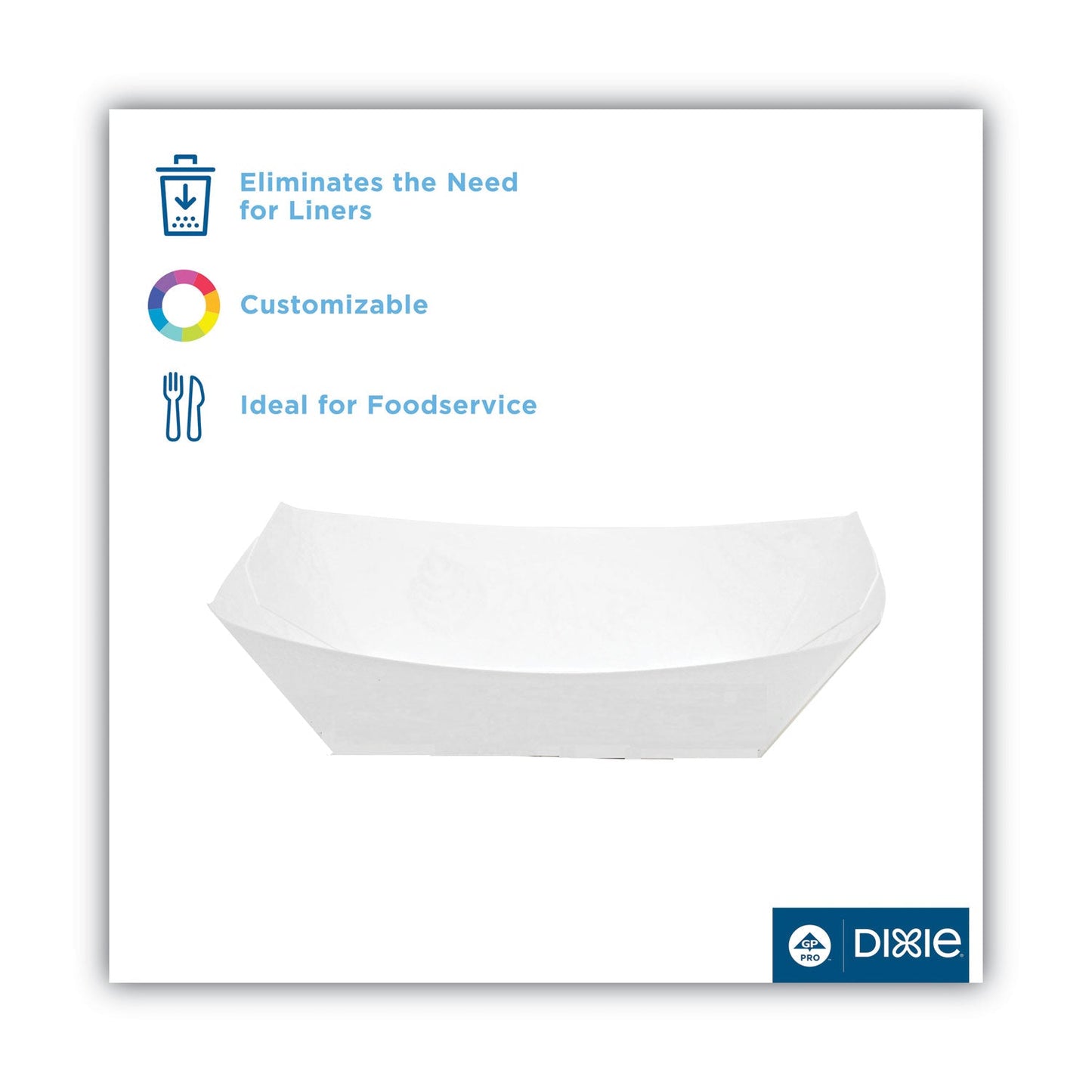 Dixie Kant Leek Polycoated Paper Food Tray, 3 lb Capacity, 5.88 x 8.4 x 2, White, 250/Pack, 2/Pack/Carton