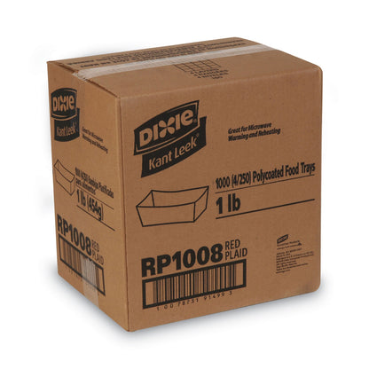 Dixie Kant Leek Polycoated Paper Food Tray, 1 lb Capacity, 6.25 x 4.7 x 1.6, Red Plaid, 1,000/Carton