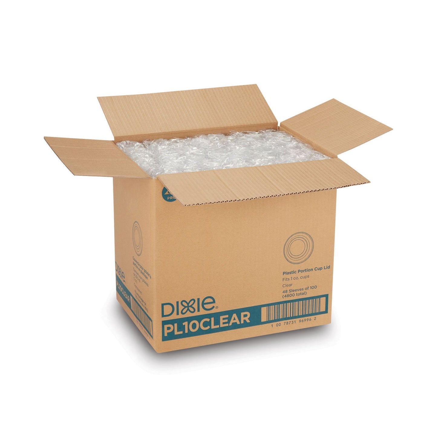 Dixie Plastic Portion Cup Lid, Fits 1 oz Portion Cups, Clear, 4,800/Carton