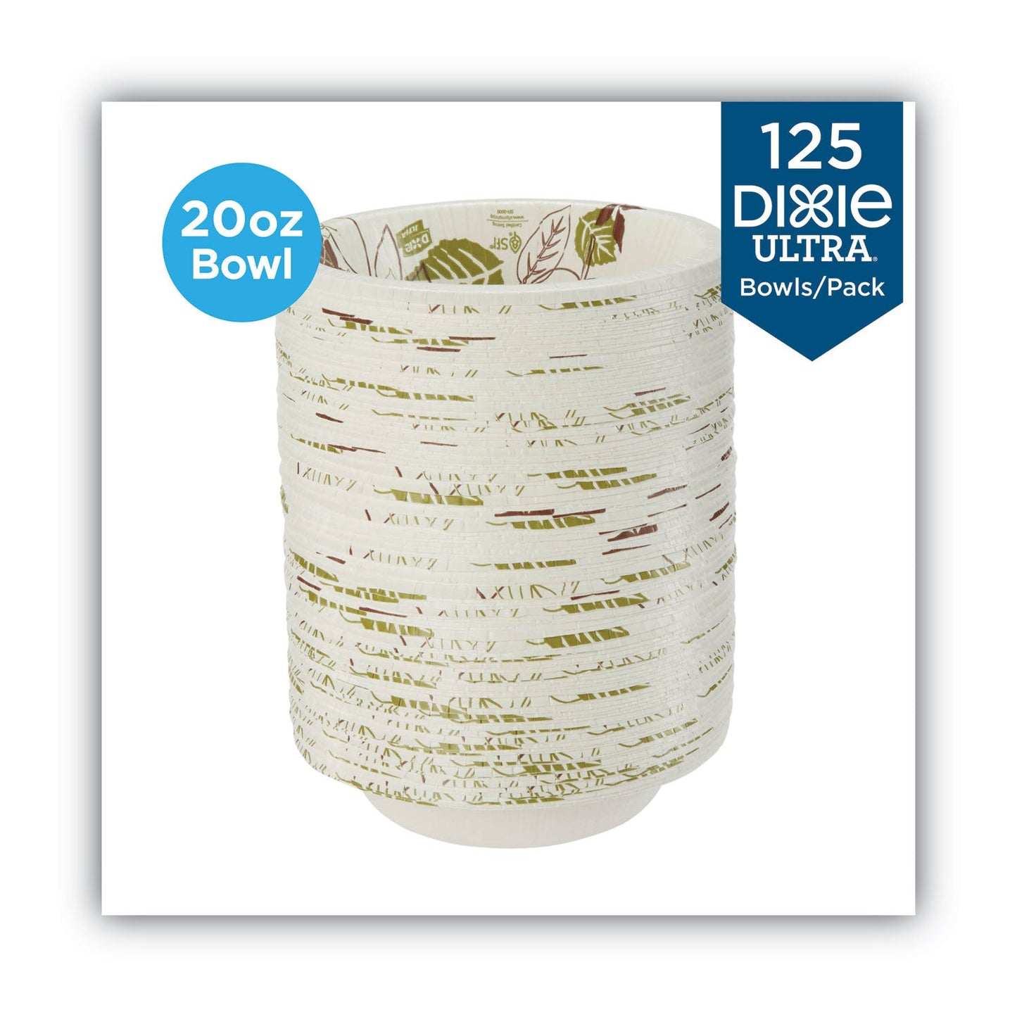 Dixie Pathways Heavyweight Paper Bowls, 20 oz, White/Green/Burgundy, 125/Pack