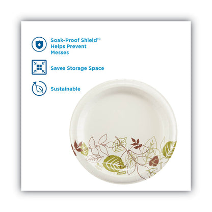 Dixie Pathways Soak-Proof Shield Mediumweight Paper Plates, WiseSize, 8.5" dia, Green/Burgundy, 125/Pack, 4 Packs/Carton