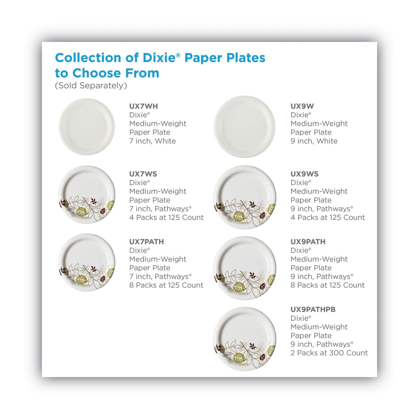 Dixie Pathways Soak-Proof Shield Mediumweight Paper Plates, 8.5" dia, Green/Burgundy, 125/Pack