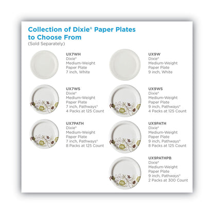 Dixie Pathways Soak-Proof Shield Mediumweight Paper Plates, 8.5" dia, Green/Burgundy, 125/Pack