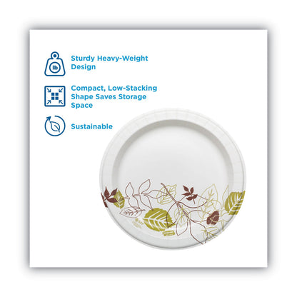 Dixie Pathways Soak Proof Shield Heavyweight Paper Plates, 8.5" dia, Green/Burgundy, 125/Pack
