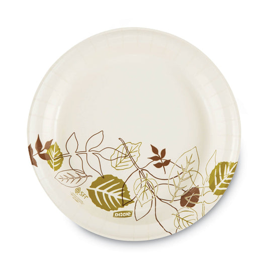 Dixie Pathways Soak-Proof Shield Mediumweight Paper Plates, WiseSize, 8.5" dia, Green/Burgundy, 125/Pack, 4 Packs/Carton