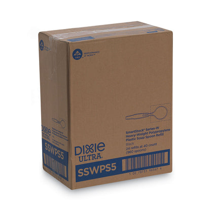 Dixie SmartStock Wrapped Heavy-Weight Cutlery Refill, Soup Spoon, Black, 960/Carton