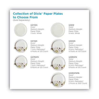 Dixie Pathways Soak-Proof Shield Mediumweight Paper Plates, 8.5" dia, Green/Burgundy, 1,000/Carton