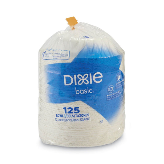 Dixie Paper Dinnerware, Bowls, White, 12 oz, 125/Pack