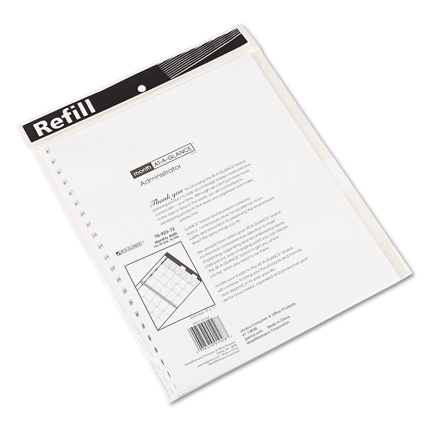 AT-A-GLANCE Monthly Planner Refill, 11 x 9, White Sheets, 12-Month (Jan to Dec): 2023