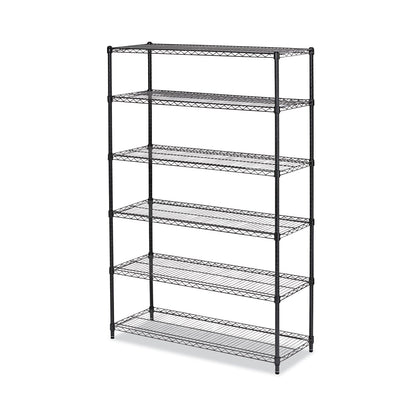 Alera NSF Certified 6-Shelf Wire Shelving Kit, 48w x 18d x 72h, Black Anthracite