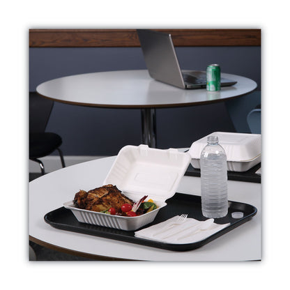Boardwalk Bagasse Food Containers, Hinged-Lid, 1-Compartment 9 x 6 x 3.19, White, Sugarcane, 125/Sleeve, 2 Sleeves/Carton