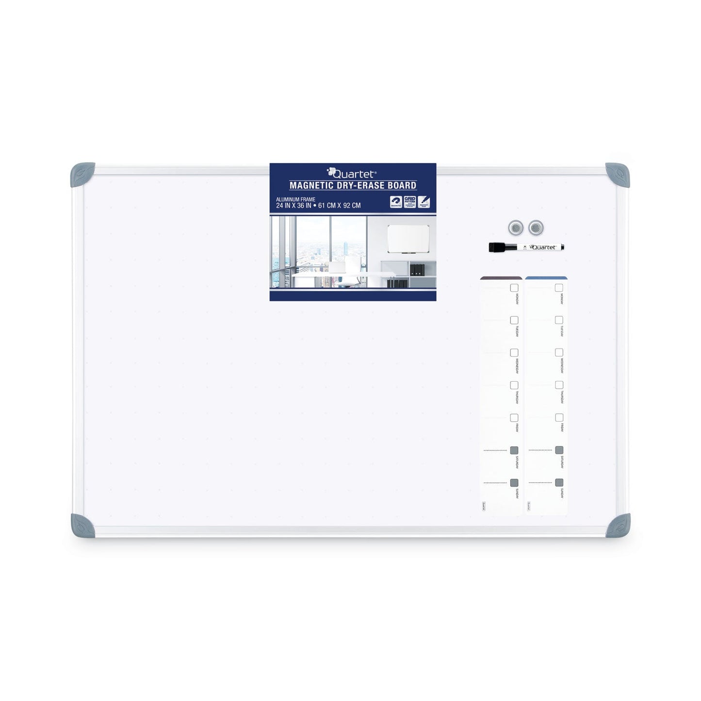 Quartet Euro-Style Magnetic Dry-Erase Aluminum Frame Boards, 36 x 24, Aluminum Frame