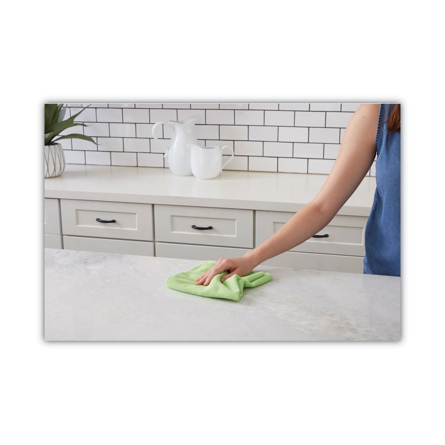 Boardwalk Microfiber Cleaning Cloths, 16 x 16, Green, 24/Pack