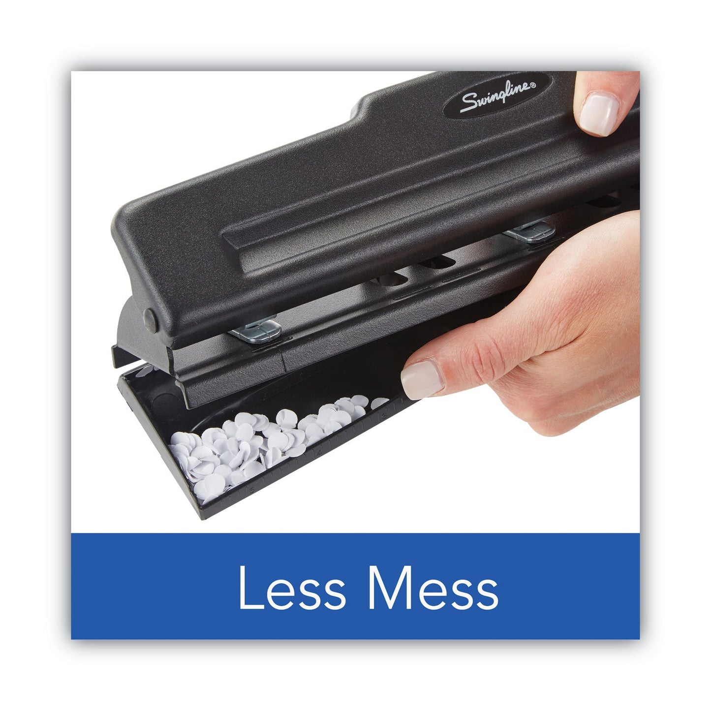 Swingline 10-Sheet Desktop Light-Duty Two- to Three-Hole Adjustable Punch, 9/32" Holes, Black