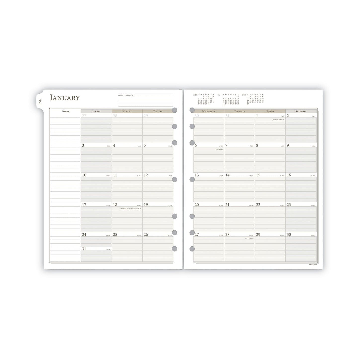 AT-A-GLANCE 1-Page-Per-Day Planner Refills, 11 x 8.5, White Sheets, 12-Month (Jan to Dec): 2023